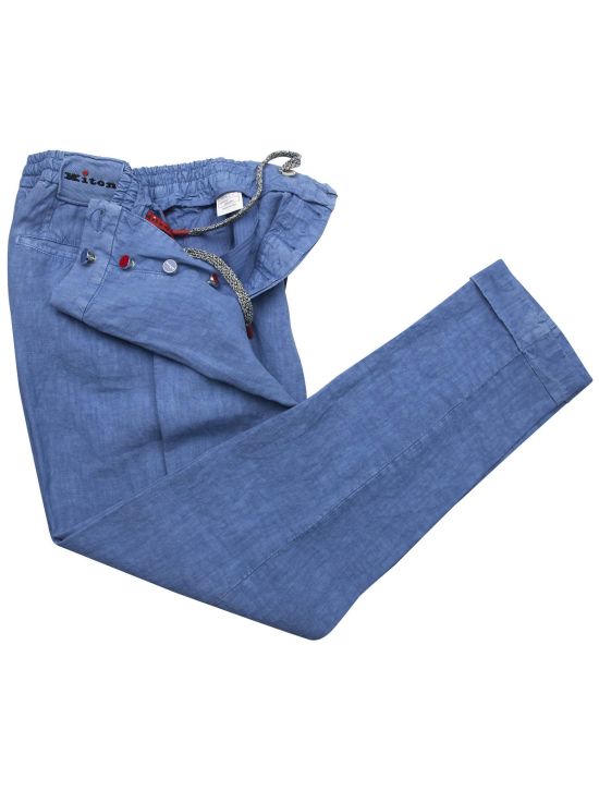 Kiton Kiton Blue Linen Pants Blue 001