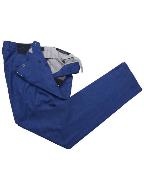 Kiton Kiton Blue Wool Silk Linen Pants Blue 001