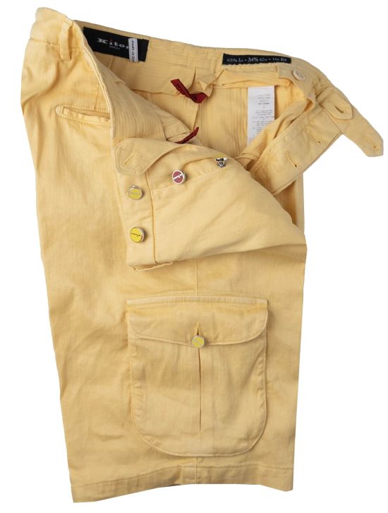 Kiton Kiton Yellow Linen Cotton Ea Cargo Short Pants Yellow 001