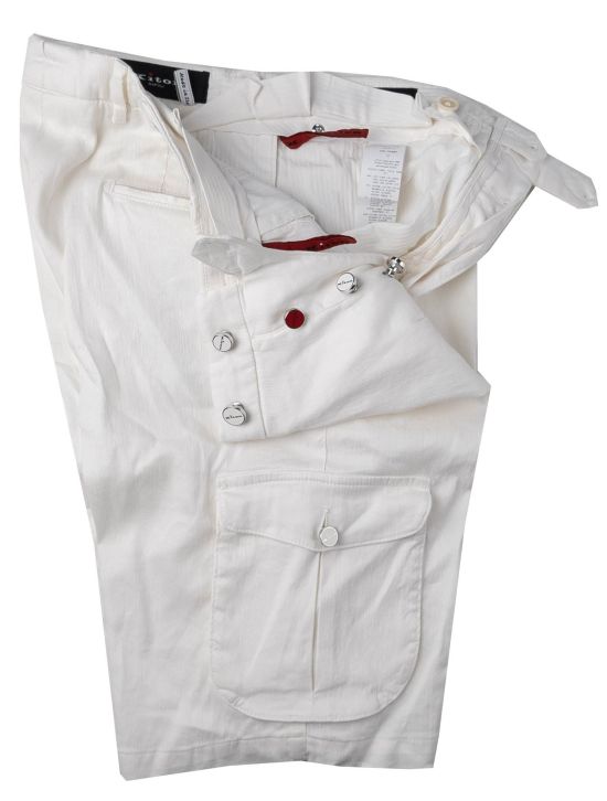 Kiton Kiton White Linen Cotton Ea Cargo Short Pants White 001