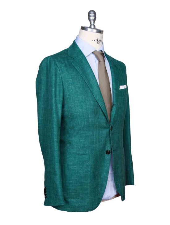 Kiton Kiton Green Cashmere Virgin Wool Silk Linen Blazer Green 001