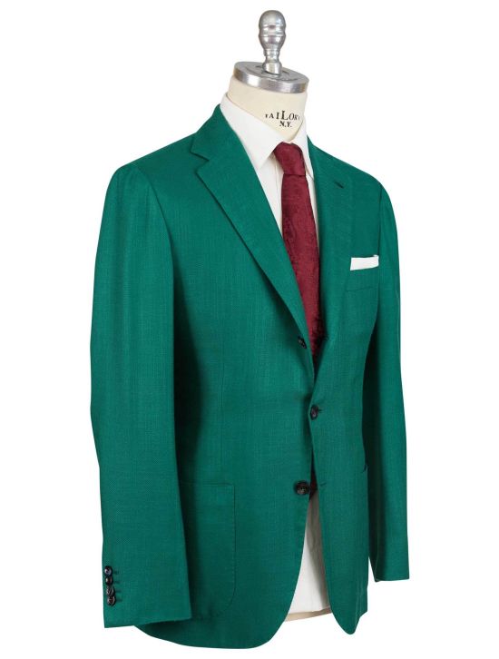 Kiton Kiton Green Silk Cashmere Blazer Green 001