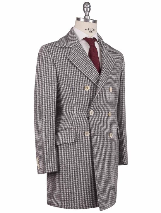 Kiton Kiton Gray White Cashmere Double Breasted Overcoat Gray / White 001