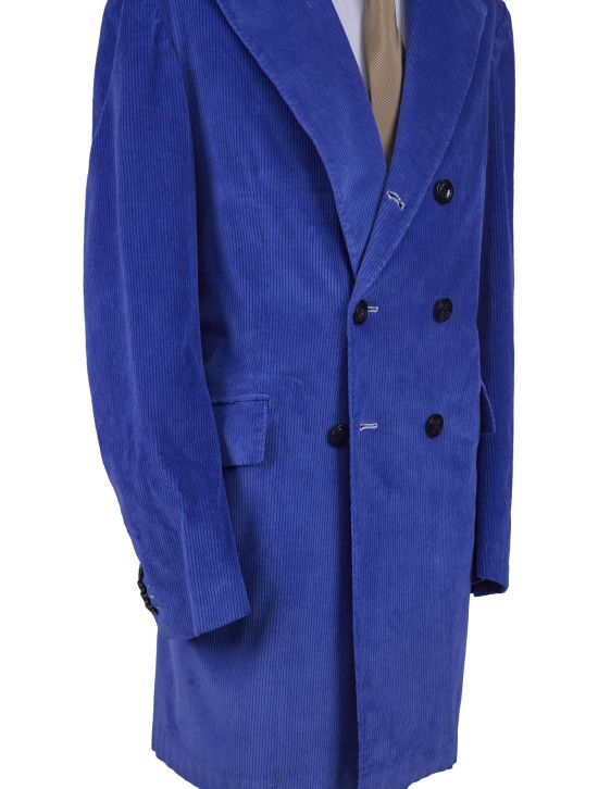 Kiton Kiton Light Blue Cotton Cashmere EA Velvet Overcoat Light Blue 001