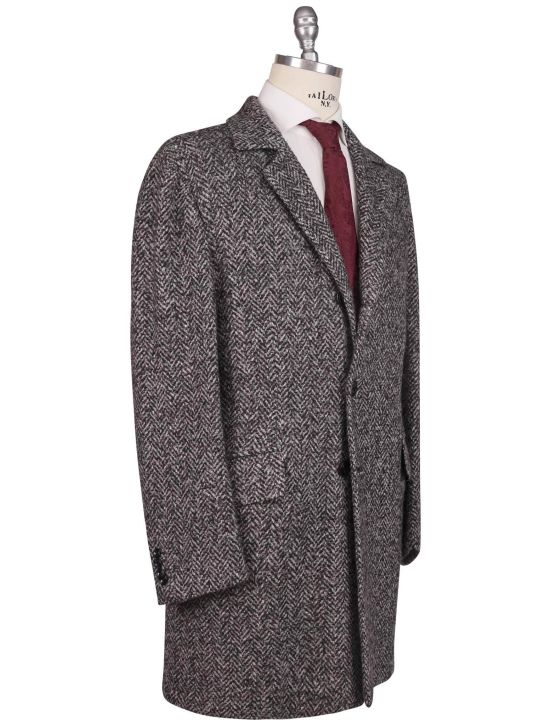 Kiton Kiton Gray Virgin Wool Cashmere Silk Overcoat Gray / White 001