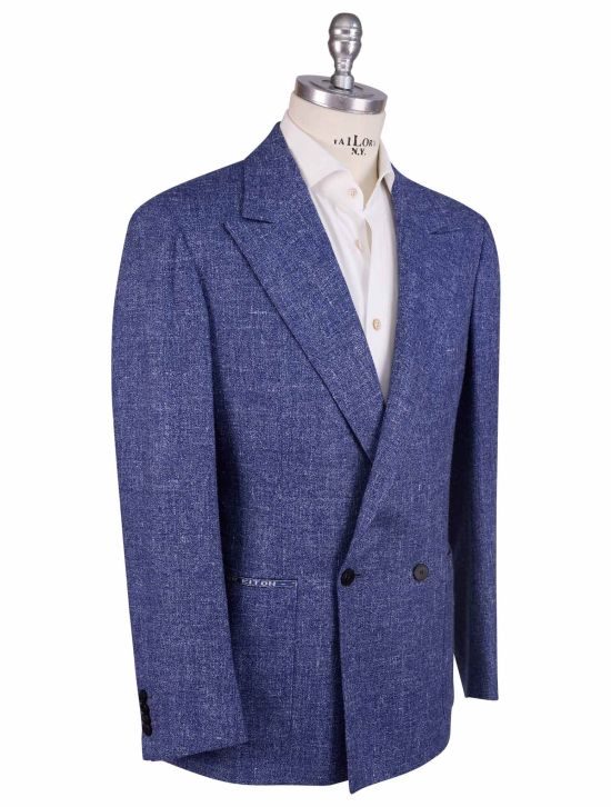 KNT Kiton Knt Blue Silk Cashmere Linen  Blazer Blue 001