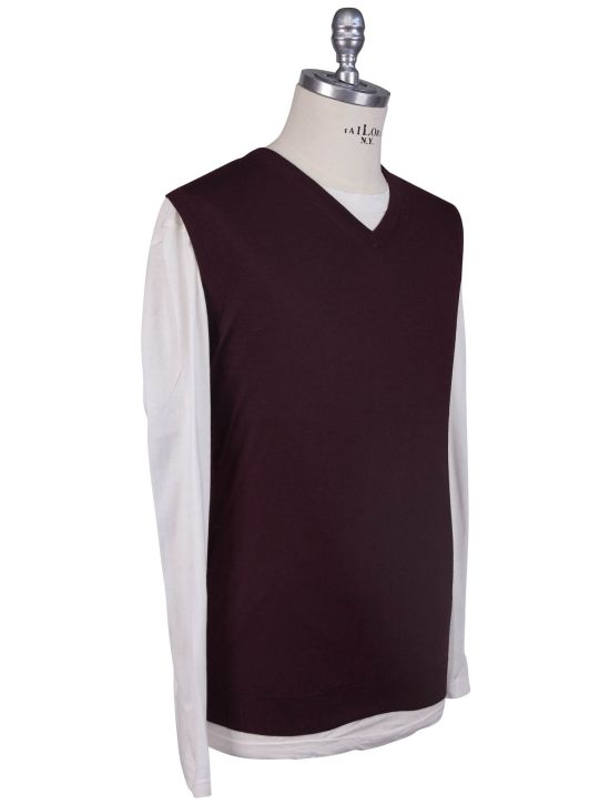 Kiton Kiton Burgundy Cashmere Silk Sweater Gilet Burgundy 001
