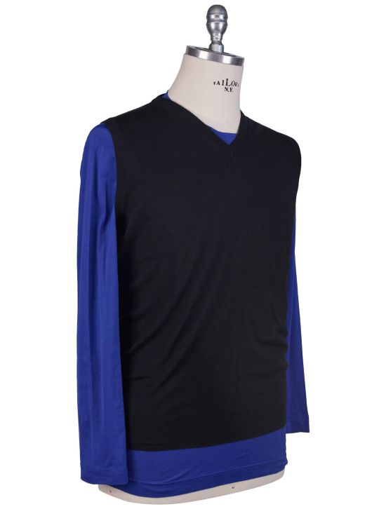 Kiton Kiton Black Cashmere Silk Sweater Gilet Black 001