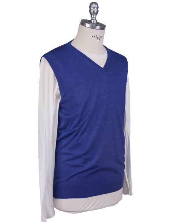 Kiton Kiton Blue Cashmere Silk Sweater Gilet Blue 001