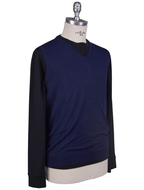 Kiton Kiton Blue Cashmere Silk Sweater Gilet Blue 001