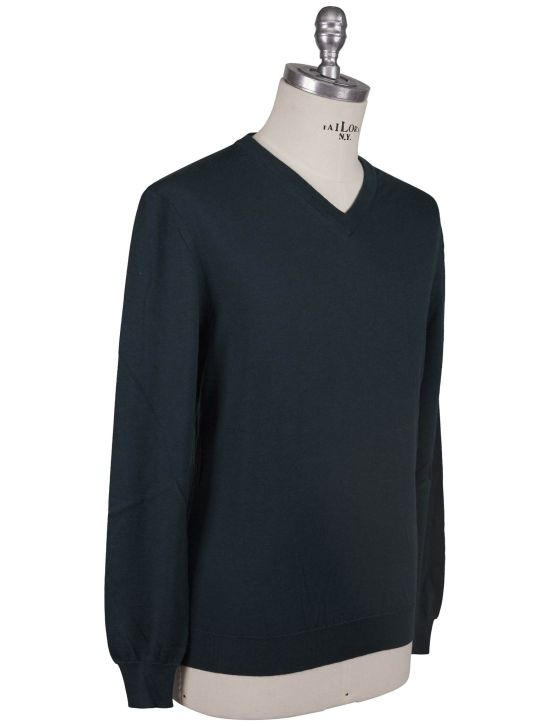 Kiton Kiton Green Cashmere Silk Sweater V-Neck Green 001