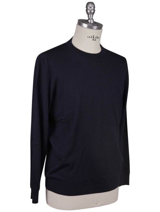 Kiton Kiton Blue Cashmere Silk Sweater Crewneck Blue 001