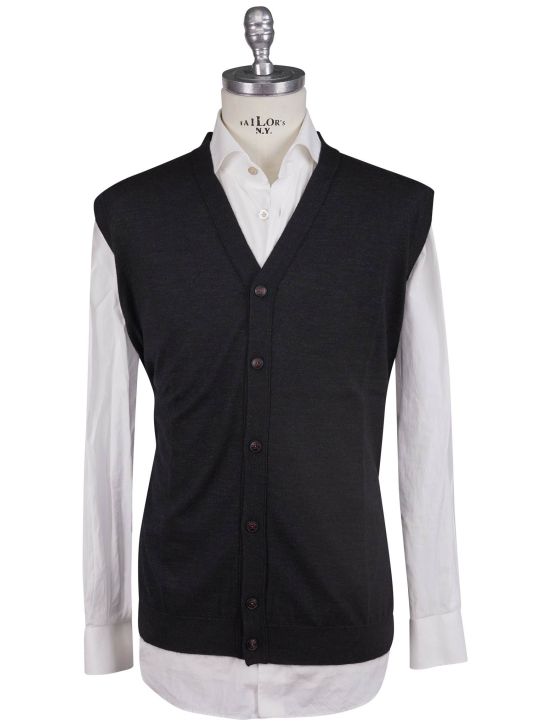 Kiton Kiton Dark Gray Cashmere Silk Sweater Gilet Dark Gray 000