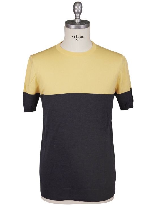 Kiton Kiton Yellow Gray Cotton T-Shirt Yellow / Gray 000