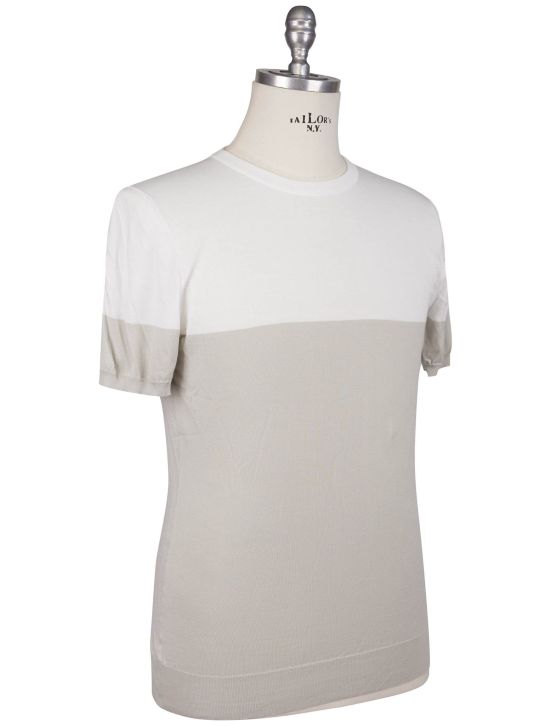 Kiton Kiton Gray White Cotton T-Shirt Gray / White 001