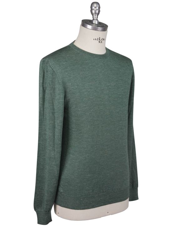 Kiton Kiton Green Silk Cashmere Linen Sweater Crewneck Green 001