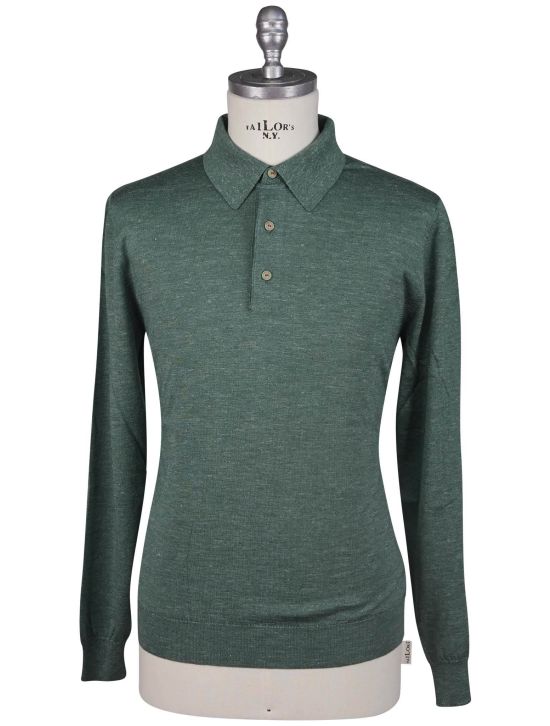 Kiton Kiton Green Silk Cashmere Linen Sweater Polo Green 000