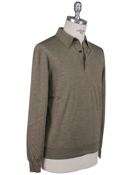 Kiton Kiton Green Silk Cashmere Linen Sweater Polo Green 001
