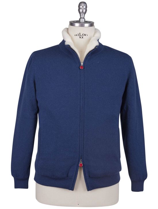 Kiton Kiton Blue Cashmere Mink Fur Sweater Full Zip Blue 000