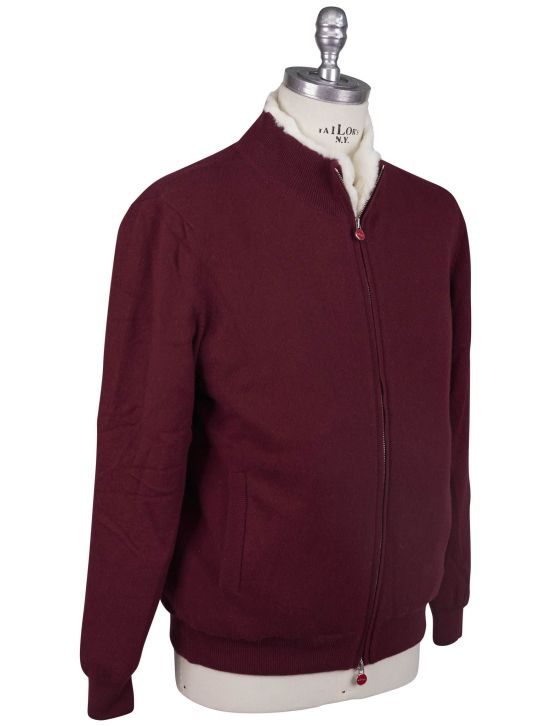 Kiton Kiton Burgundy Cashmere Mink Fur Sweater Full Zip Burgundy 001