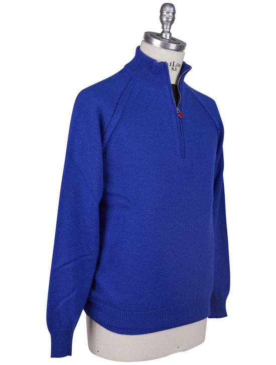 Kiton Kiton Brown Cashmere Sweater Half Zip Blue 001
