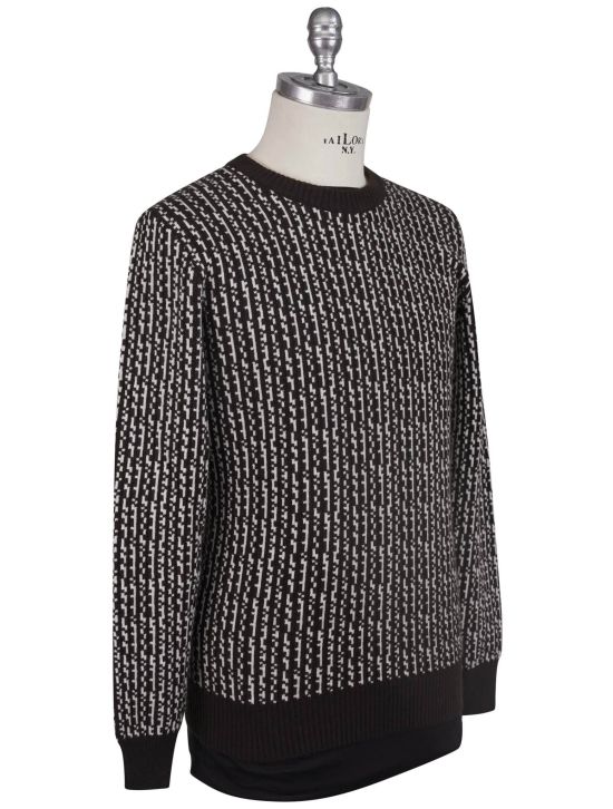 Kiton Kiton Black White Cashmere Sweater Crewneck Black / White 001
