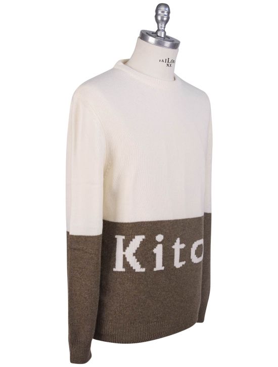 Kiton Kiton Brown White Cashmere Sweater Crewneck Brown / White 001