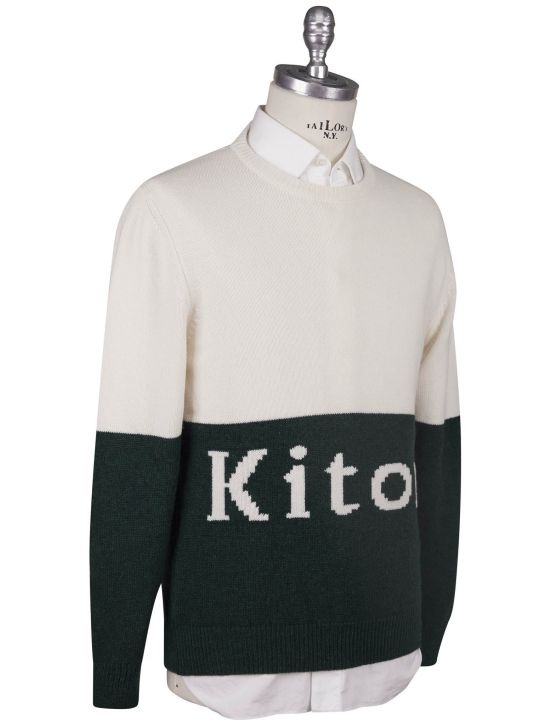 Kiton Kiton Green White Cashmere Sweater Crewneck Green / White 001