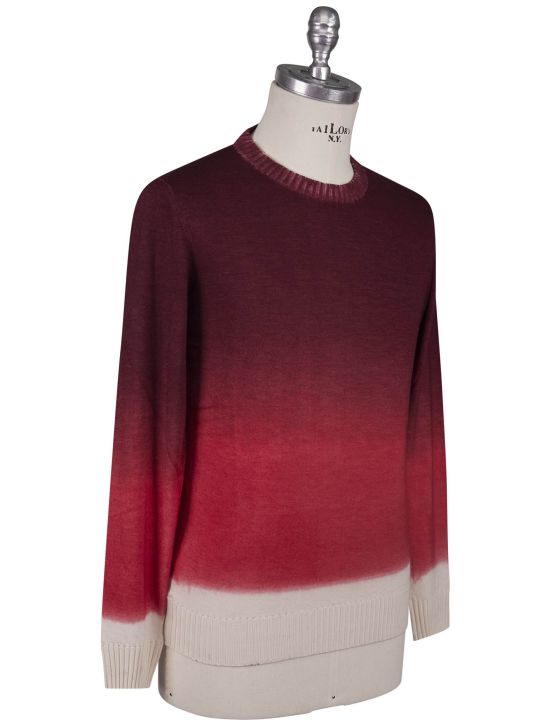 Kiton Kiton Red White Cashmere Silk Sweater Crewneck Red / White 001