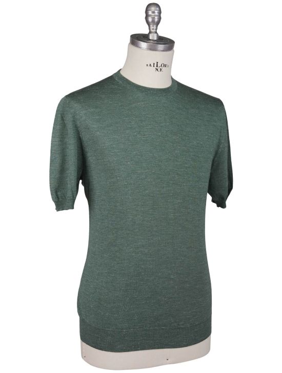 Kiton Kiton Green Silk Cashmere Linen T-Shirt Green 001