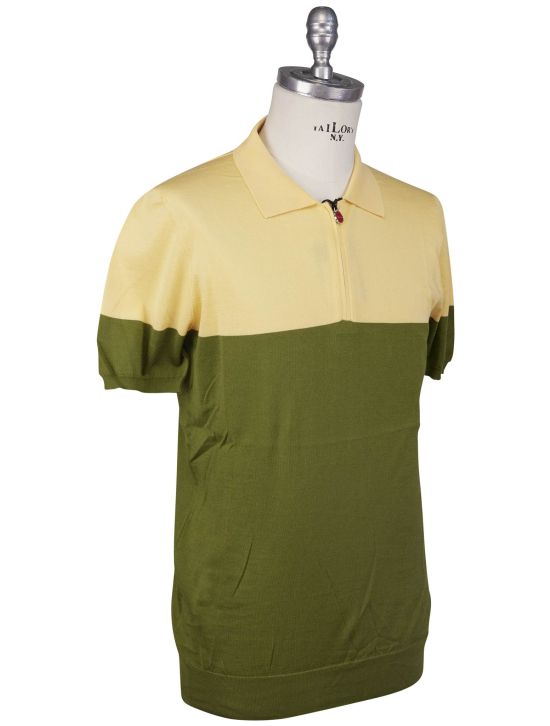 Kiton Kiton Green Yellow Cotton Polo Green / Yellow 001