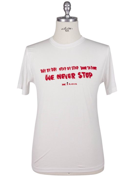 Kiton Kiton White Red Cotton T-Shirt White / Red 000