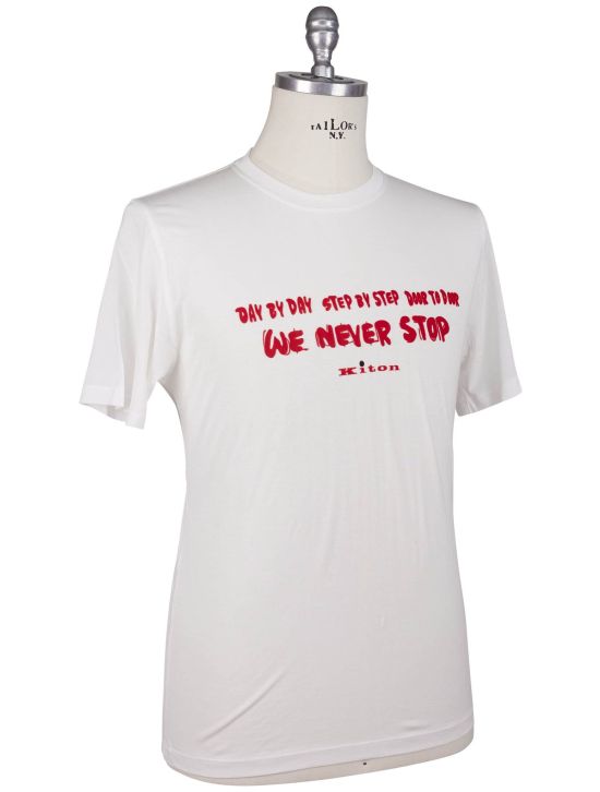 Kiton Kiton White Red Cotton T-Shirt White / Red 001