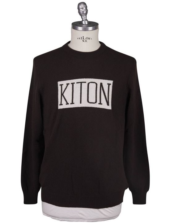 Kiton Kiton Brown White Cashmere Sweater Crewneck Brown / White 000