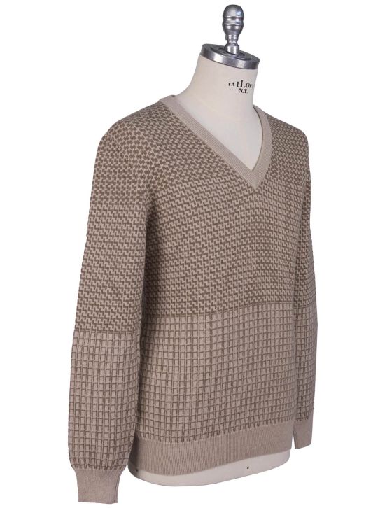 Kiton Kiton Beige Cashmere Sweater V-Neck Beige 001