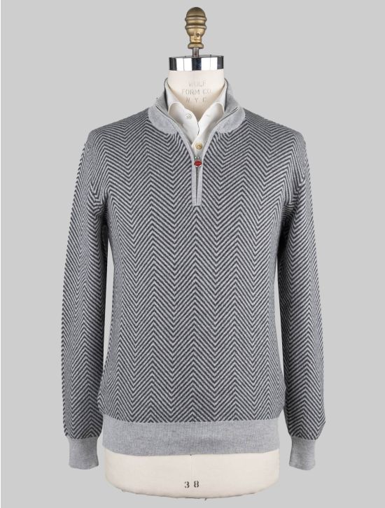 Kiton Kiton Gray Cashmere Sweater Half Zip Gray 000