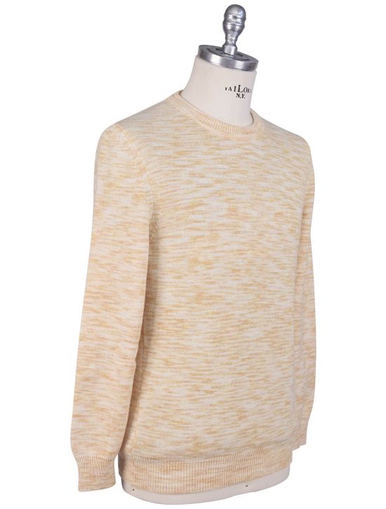 Kiton Kiton Orange White Cashmere Sweater Crewneck Orange / White 001