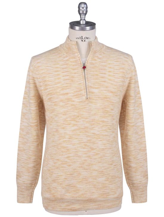 Kiton Kiton White Orange Cashmere Sweater Half Zip White / Orange 000