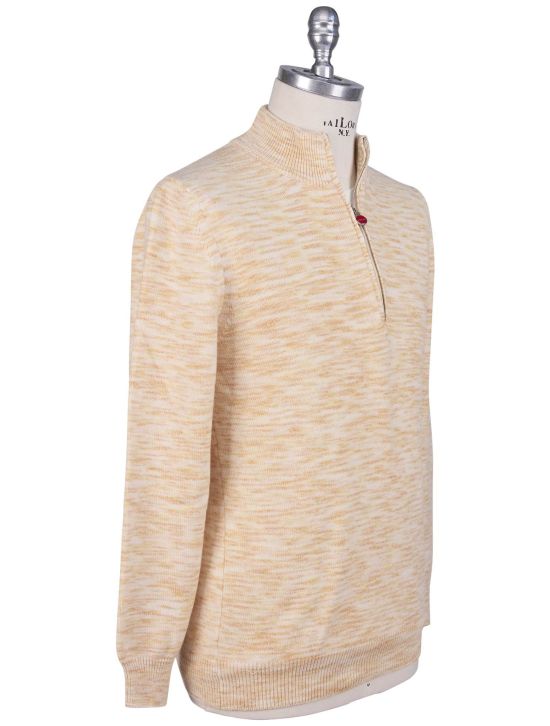 Kiton Kiton White Orange Cashmere Sweater Half Zip White / Orange 001