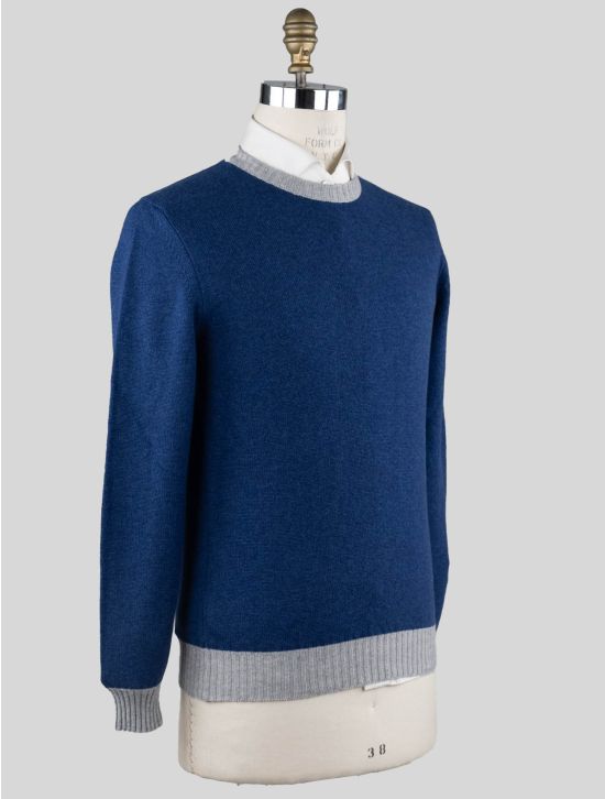 Kiton Kiton Blue Gray Cashmere Sweater Crewneck Blue / Gray 001