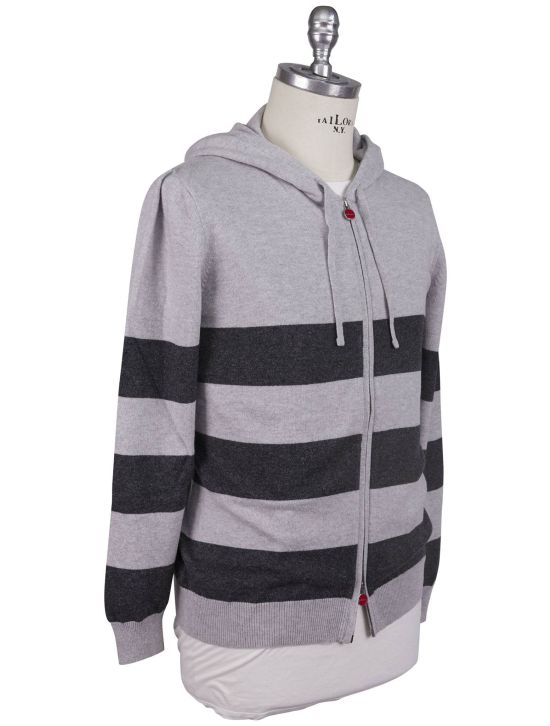 Kiton Kiton White Gray Cashmere SweaterFull Zip Gray / Black 001