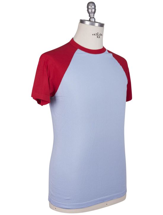 Kiton Kiton Light Blue Red Cotton T-Shirt Light Blue / Red 001