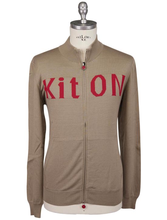 Kiton Kiton Brown Red Cotton Sweater Full Zip Brown / Red 000