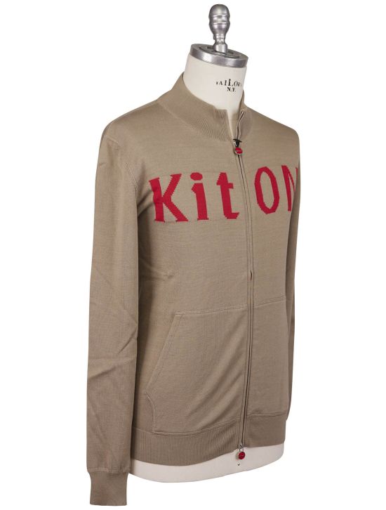 Kiton Kiton Brown Red Cotton Sweater Full Zip Brown / Red 001
