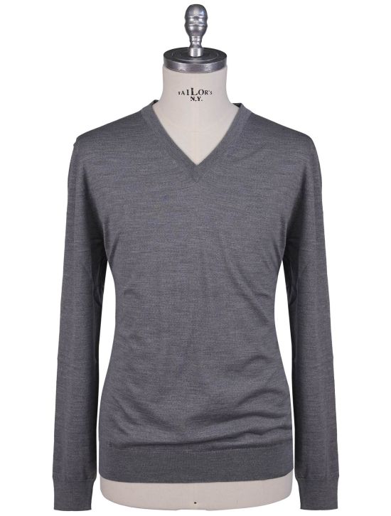 Kiton Kiton Gray Merino's Wool 180's Sweater V-Neck Gray 000