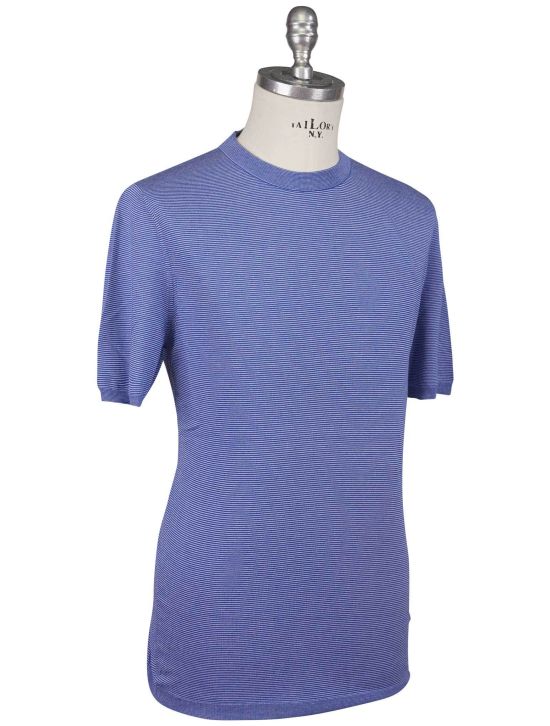Kiton Kiton Blue White Cotton T-Shirt Blue / White 001