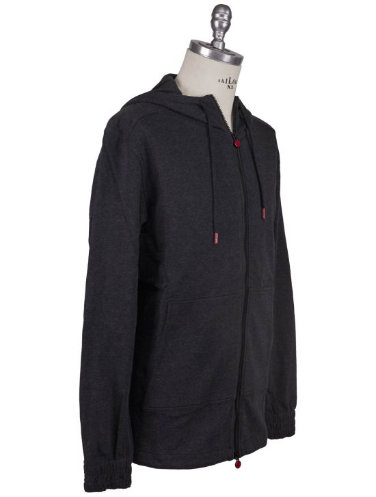 Kiton Kiton Gray Cotton Cashmere Sweatshirt Full Zip Umbi Gray 001