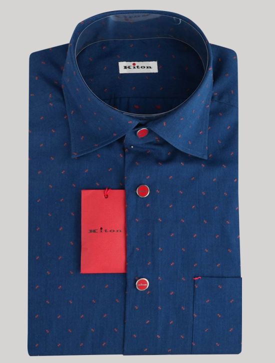 Kiton Kiton Blue Red Cotton Shirt Blue / Red 000