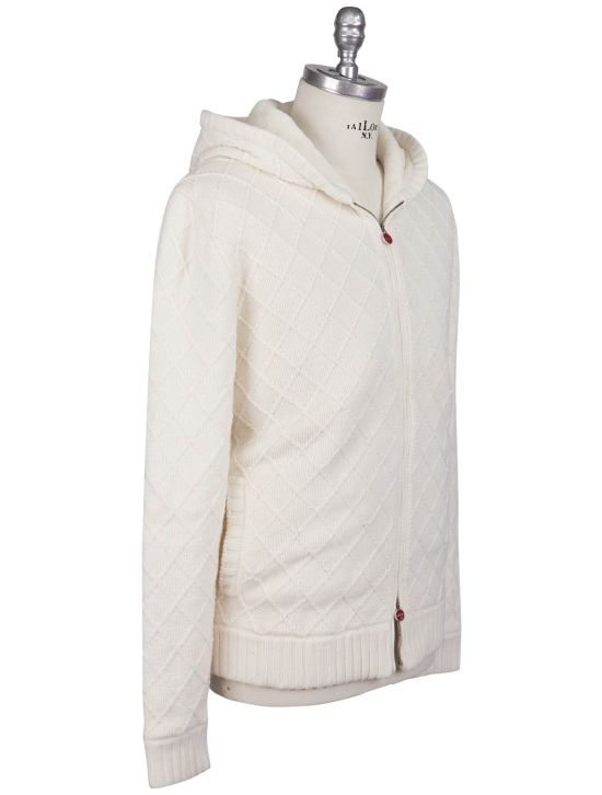 Kiton Kiton White Cashmere Mink Fur Sweater Full Zip White 001
