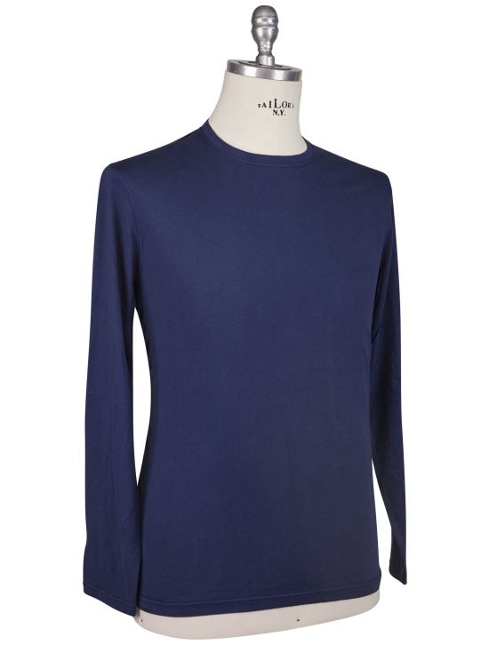Kiton Kiton Blue Cotton Cashmere Sweater Crewneck Blue 001
